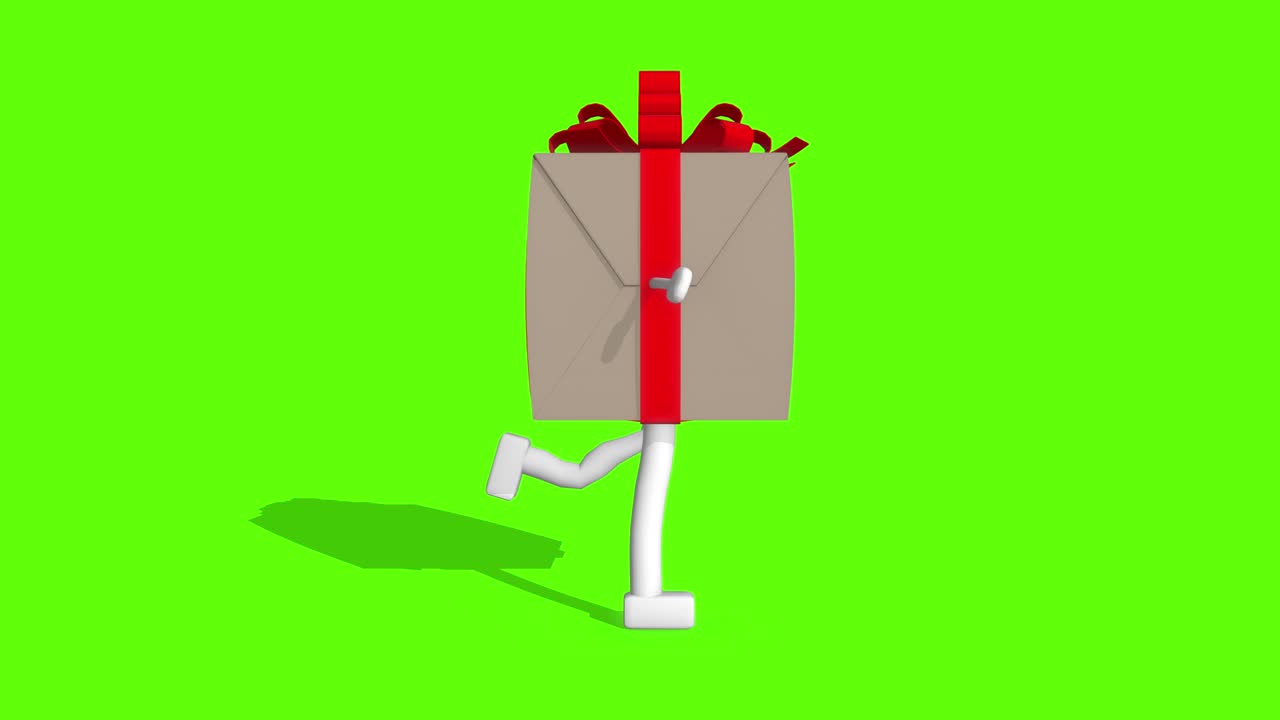 산책 선물 상자 측면 뷰 녹색 화면