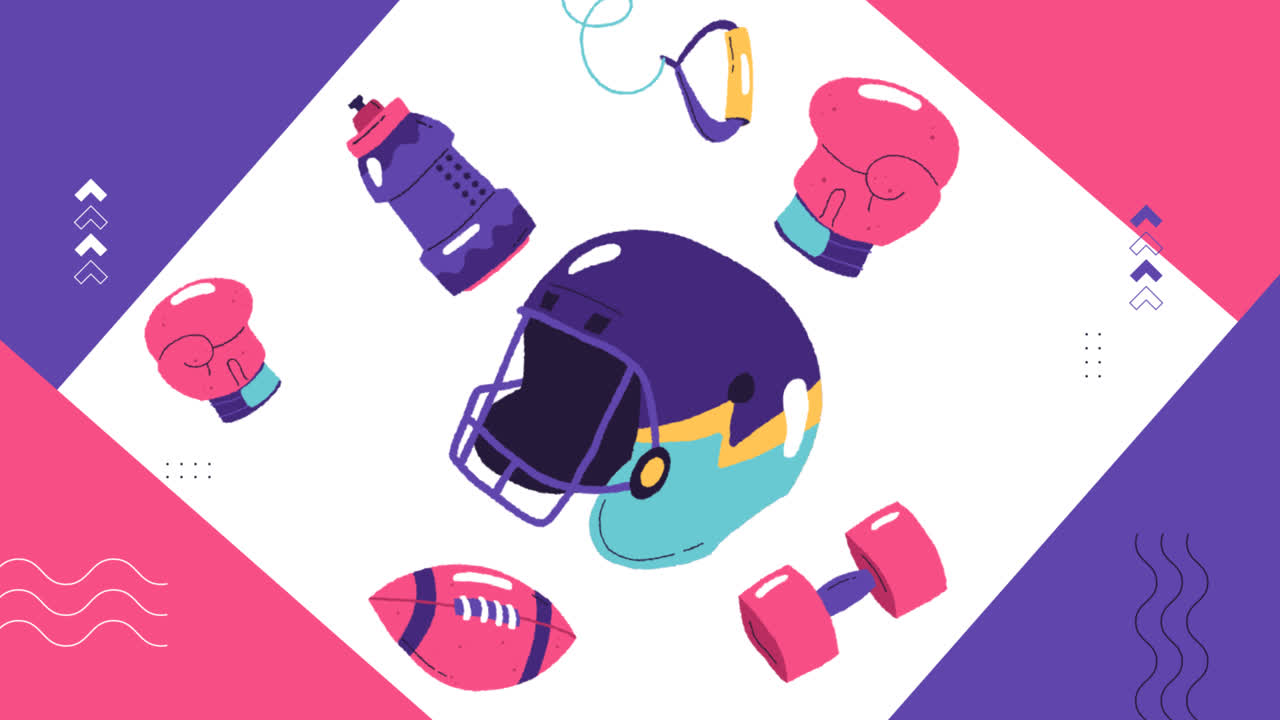 손으로 그린 스포츠 클럽 템플릿 디자인의 모션 그래픽