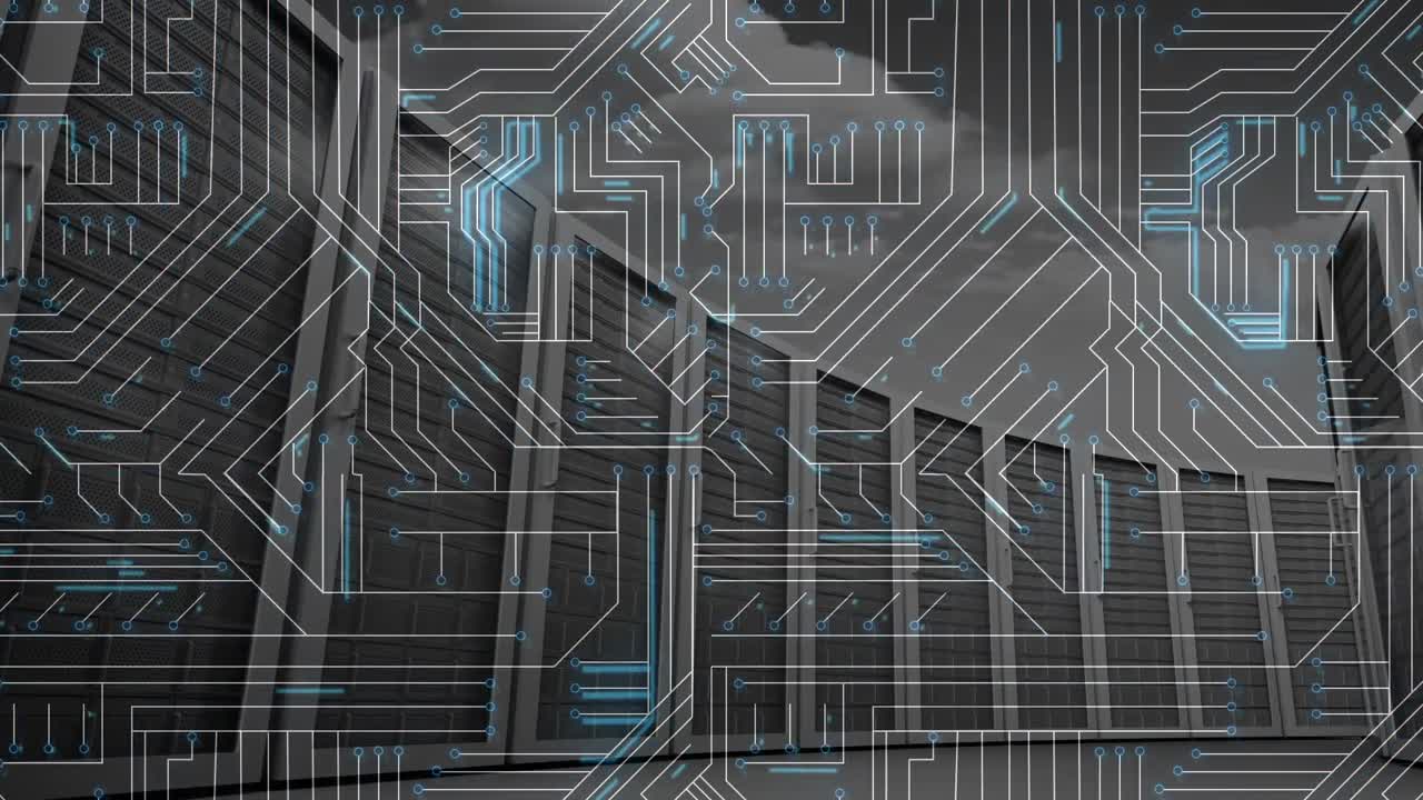 servidores de computadora en una placa de circuitos con fondo negro