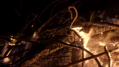 Close-up-shot-of-log-burning