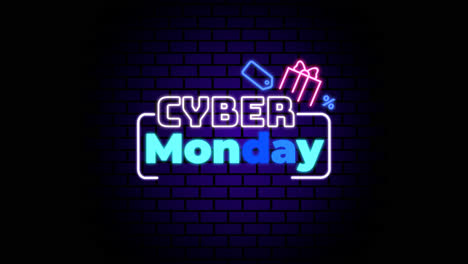 Eine-Animation-Eines-Cyber-Monday-Konzepts-Mit-Neon-Design