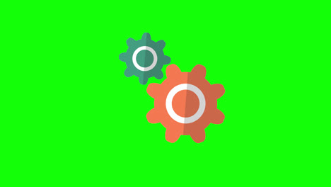Gear-icon,-Animated-mechanical-cogwheel.-loop-animation-with-alpha-channel,-green-screen.
