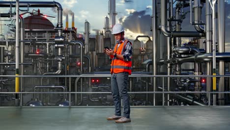 industrial worker checking plant