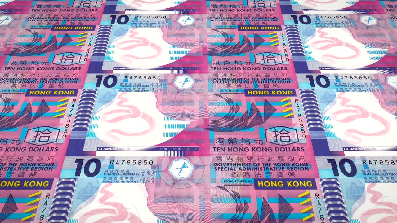 홍콩의 10 달러 지폐, 롤링, 현금, 루프