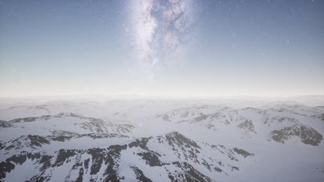 milky way above snow covered terrain