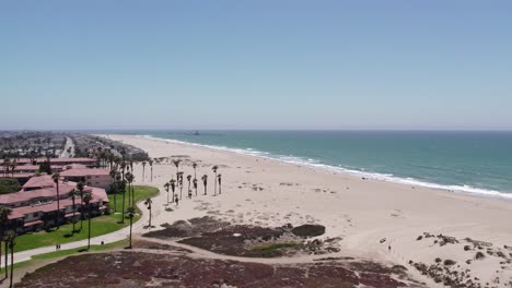 the beach at oxnard shores in ventura, california - beautiful drone footage of a sunny day and pacific ocean