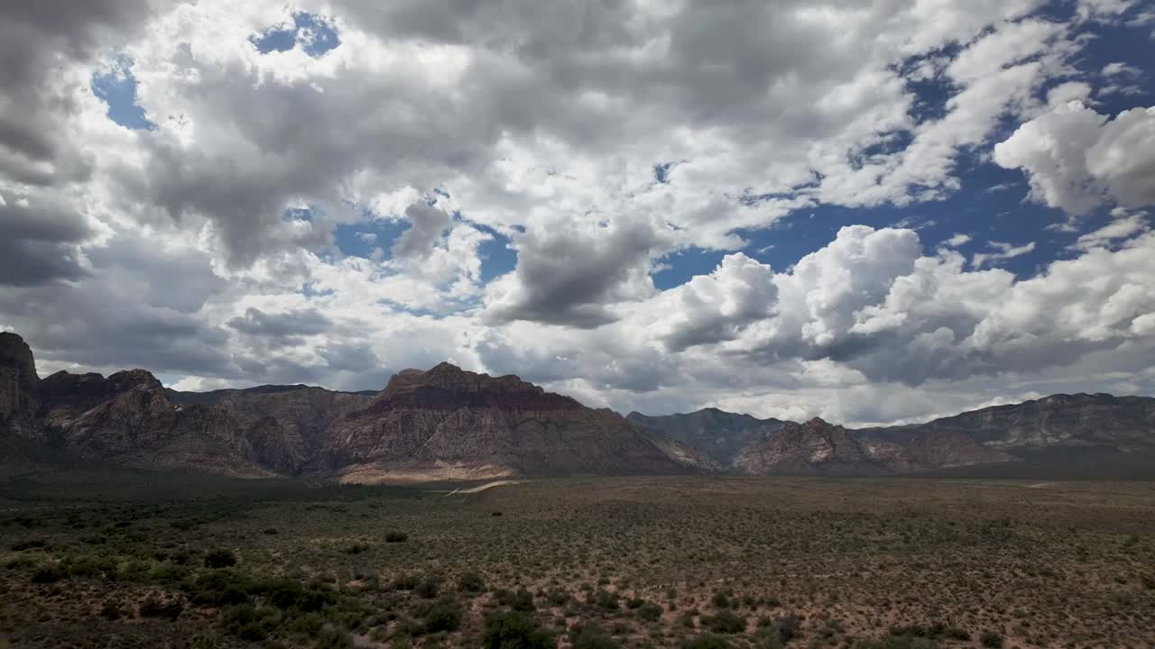 Red Rocks Motion Lapse Left-To-Right Daytime Clouds. Las Vegas, NV