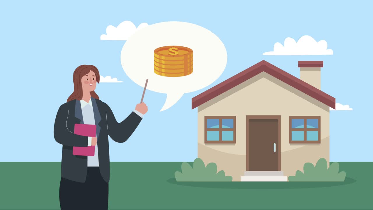 insurance service female agent and house