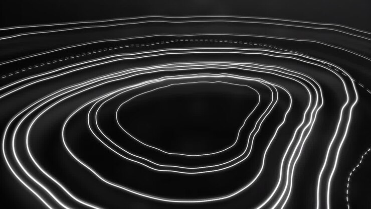 Animation of glowing lines in circular motion against black background