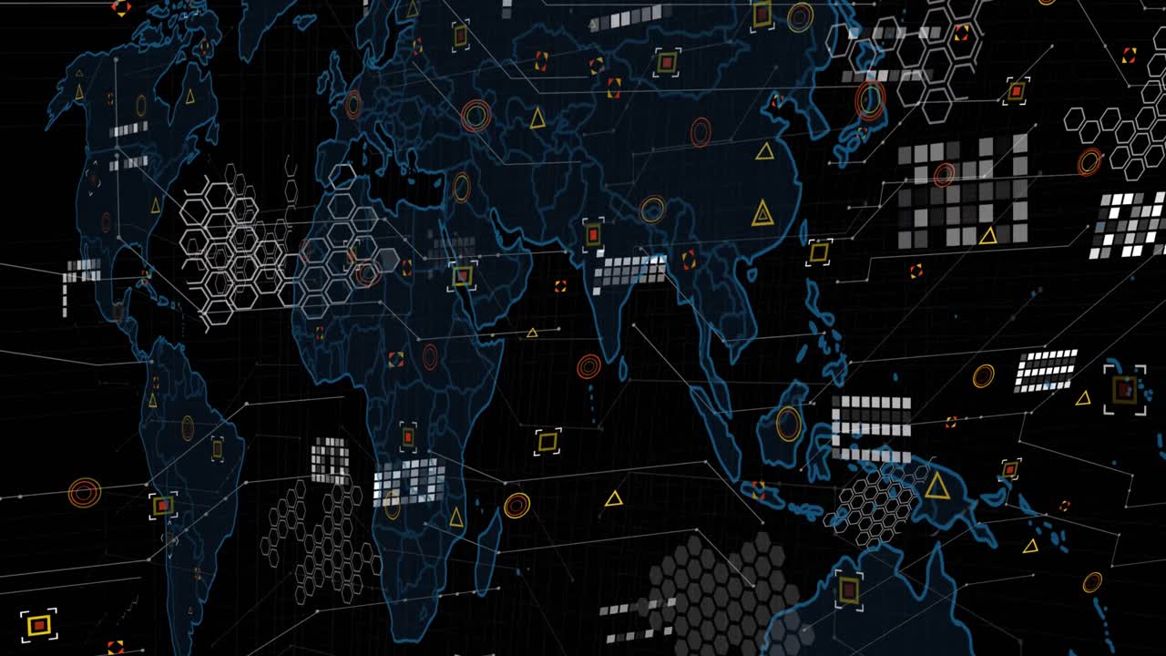검은색 배경 위의 데이터 처리 애니메이션