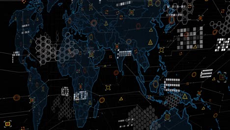 animación del procesamiento de datos sobre un fondo negro