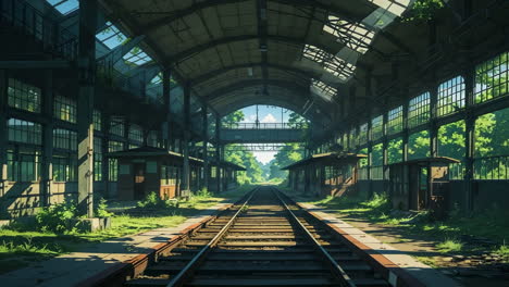 abandoned railway station reclaimed by nature