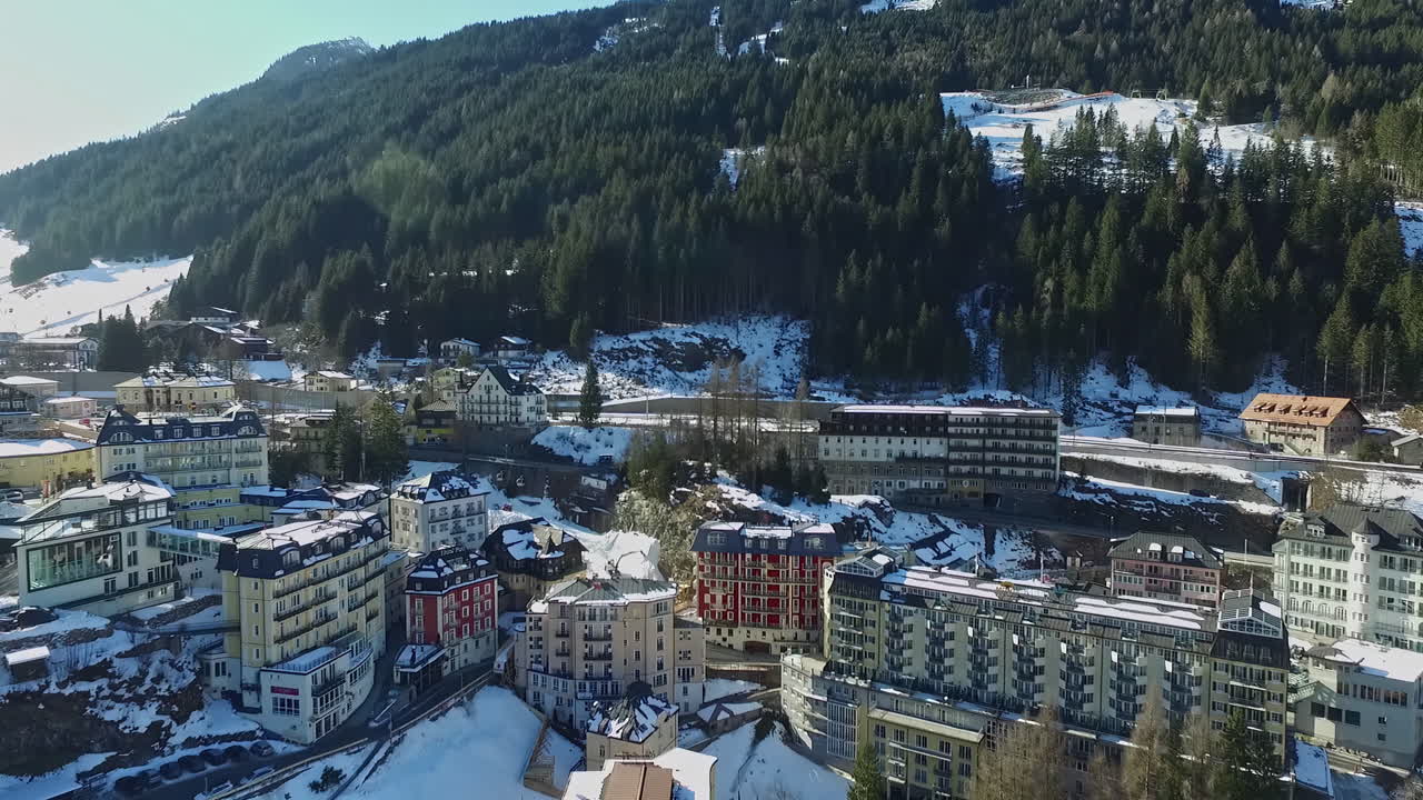 Bird's eye view of Bad Gastein in the Tauern Mountains south of Salzburg in Austria