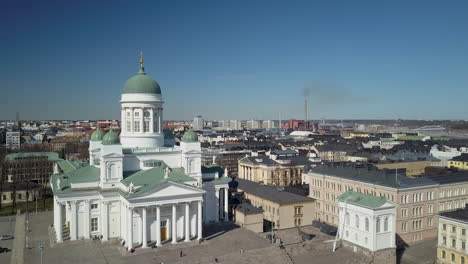 aerial parallax around old cathedral