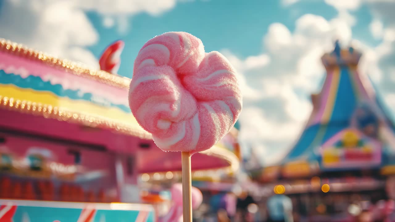 Pink Cotton Candy at a Summer Fair