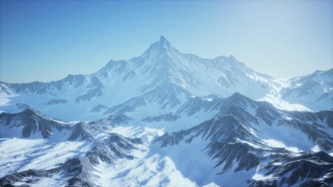 Scenic-view-on-snowy-Matterhorn-peak-in-sunny-day-with-blue-sky