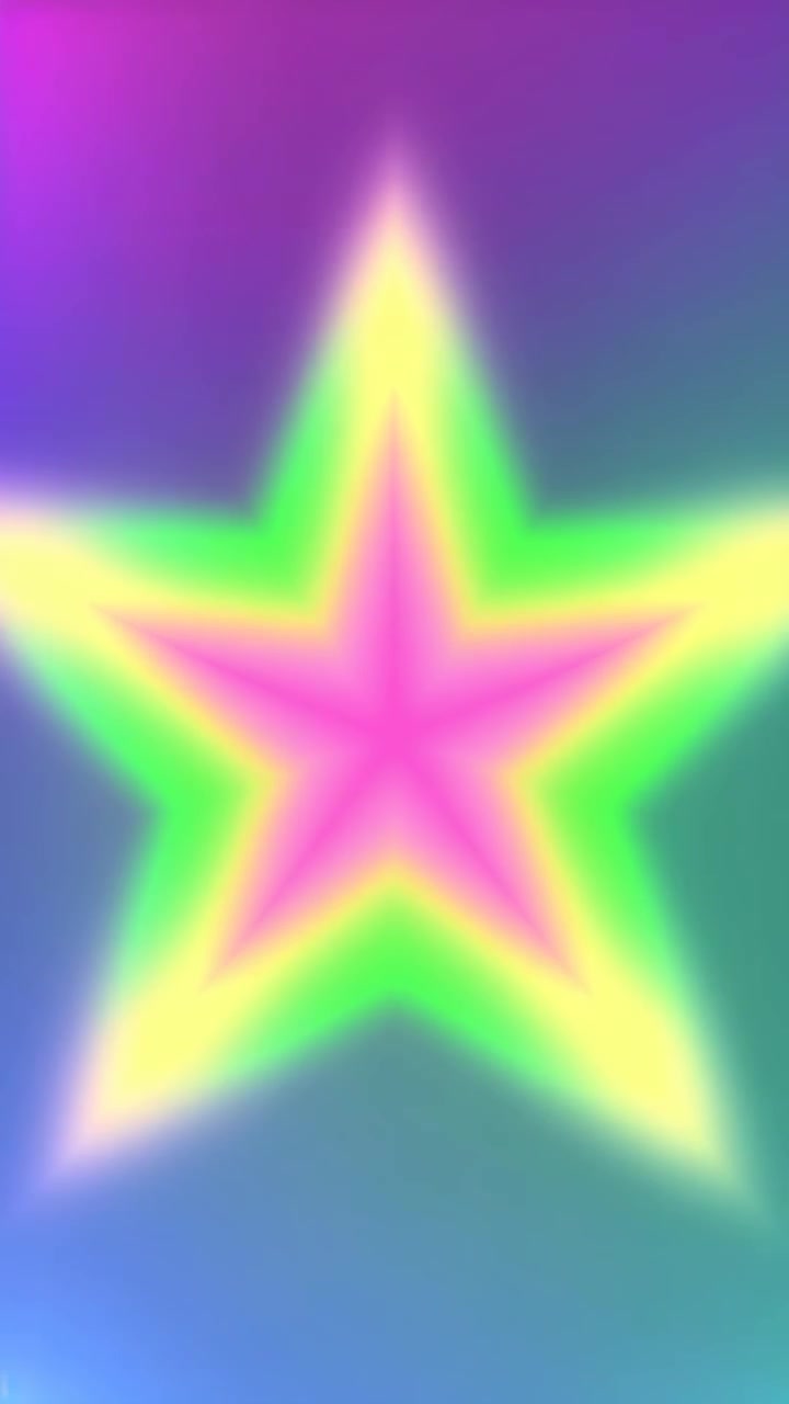 Stelle al neon vibranti che si espandono e si contraggono su uno sfondo sfumato colorato