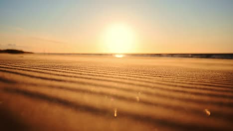 waves of sand drift across coastal beach in golden glow of oregon sunset