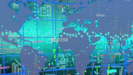 Animación-Del-Procesamiento-De-Datos-Sobre-El-Mapa-Mundial