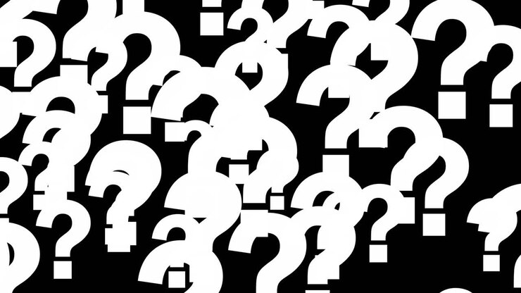 Animated kinetic moving question mark marks background text symbol
