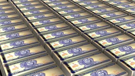 animación en 3d de eritrea billetes de dinero de 100 nakfa apilados sobre un fondo blanco