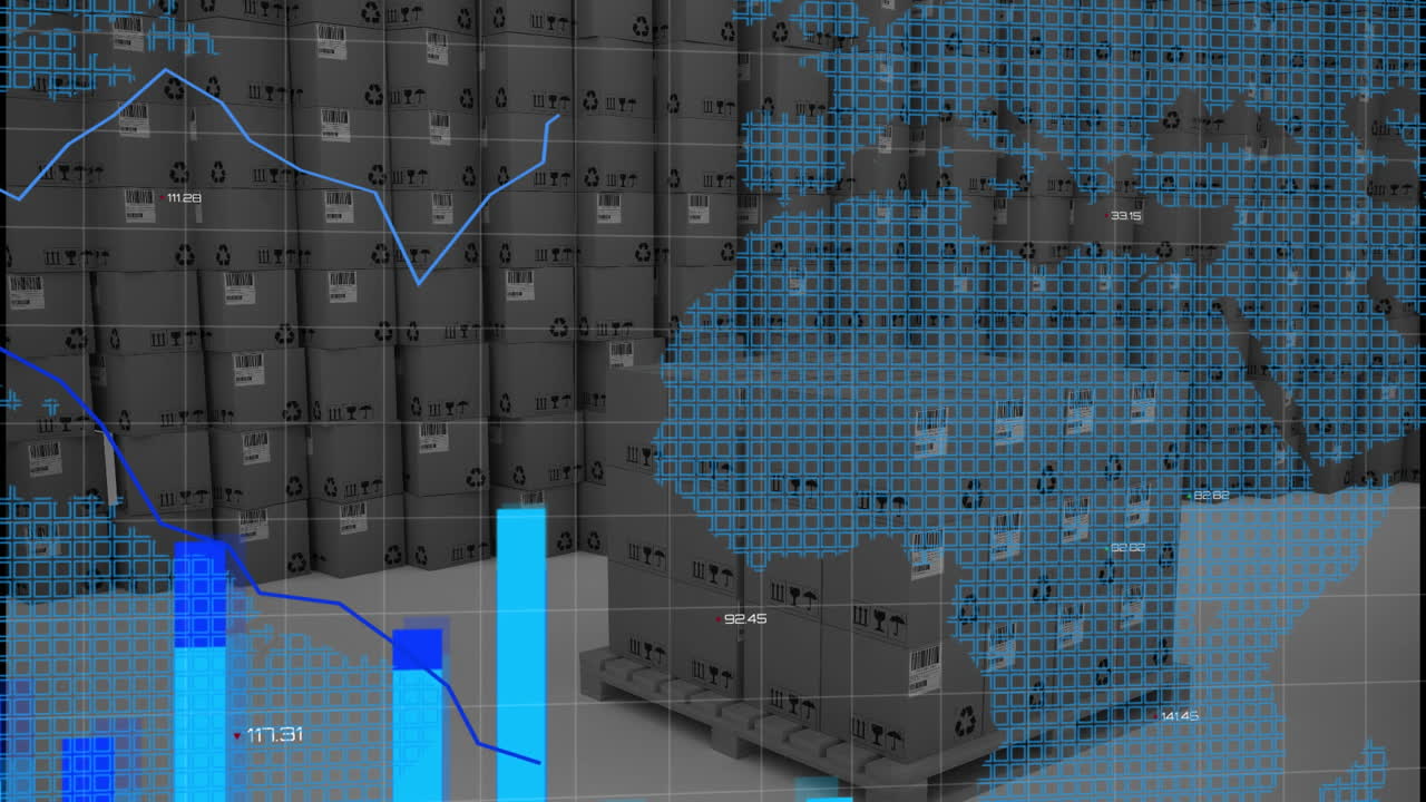 animación del mapa del mundo sobre las cajas