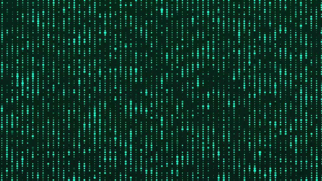 Directed stream of luminous particles. Digital technology background. Big data visualization. Abstract matrix. 3d rendering. Seamless loop. 4K