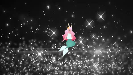 animation of mermaid over black background with stars