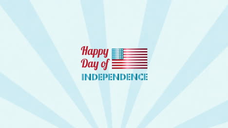 animation of independence day text on white background