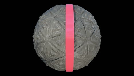 futuristic geometric ball deformed by neon orbit. neon orbit moving around the slime organic sphere. seamless pattern with alpha channel.
