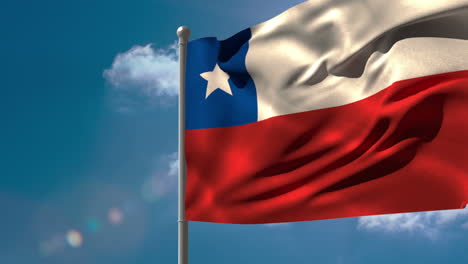 Bandera-Nacional-De-Chile-Ondeando-En-El-Asta-De-La-Bandera