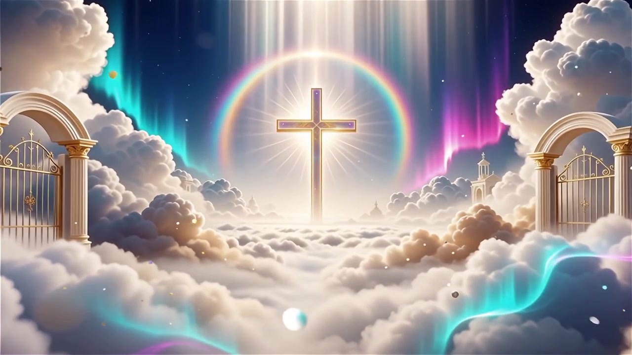 Christian Cross Heavenly Light Worship Background