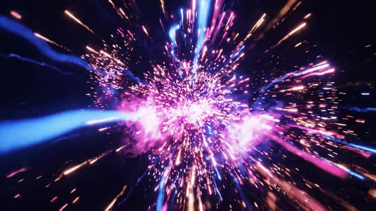 An Explosive Display of Fireworks: Captivating Visuals of Vibrant Sparks and Colorful Lights in a Cosmic Night Sky Celebration