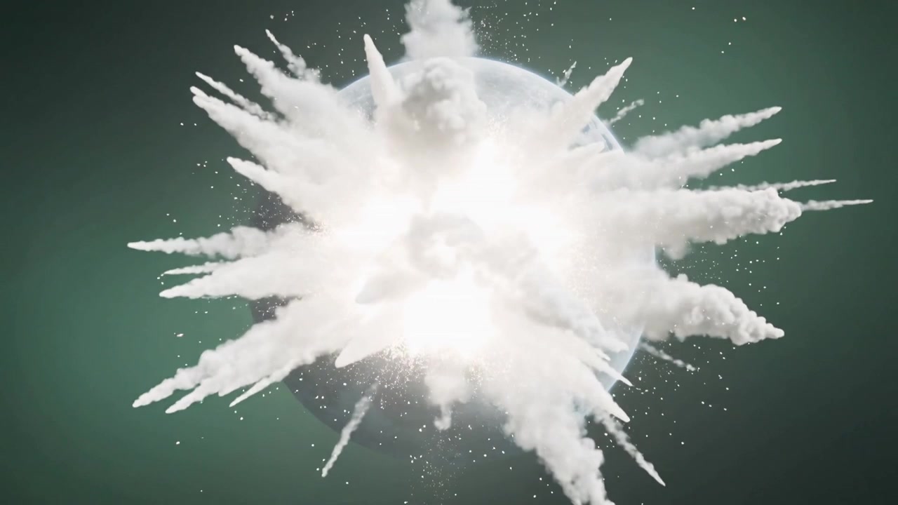 Striking fiery meteor from top-right hitting lunar sphere in space, causing bright blast and smoke