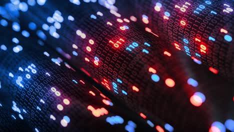 abstract seamless red and blue hacking digital binary code matrix 01 background loop. hacker, dark web, matrix, digital data code in safety security technology concept.