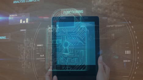 Animation of data processing over hands using tablet
