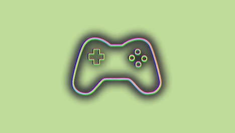 Animation-of-glitch-over-game-pad-on-green-background