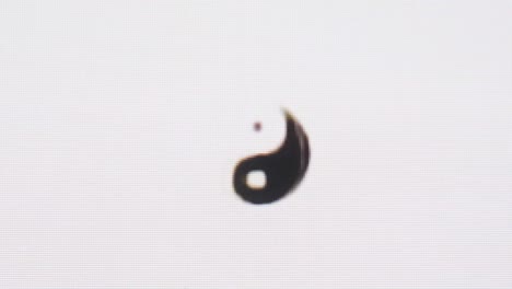 small yin yang sign on vhs, yin yang glitch symbol, old broken tape recorder