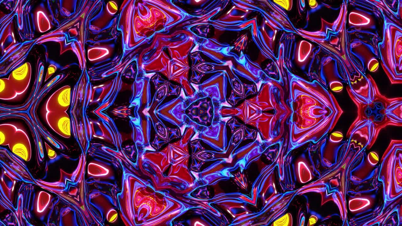 3d elegante abstracto en bucle bg como patrón simétrico ondulado como estructura caleidoscópica con ondas, vidrio líquido multicolor con hermosos colores de gradiente. 4k animado fluido colorido de moda