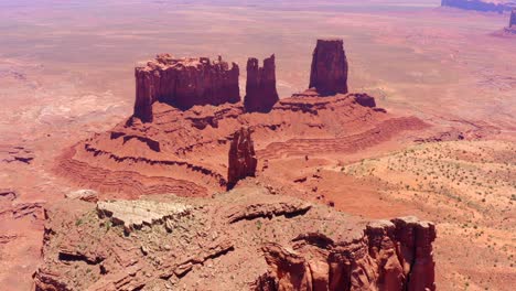 aerial drone footage of monument valley navajo tribal park between utah and arizona, usa