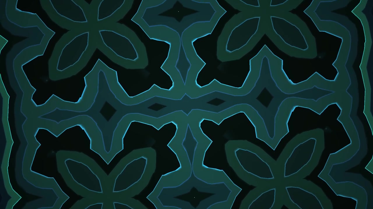 Motivo Geometrico Astratto in Trasformazione con Linee Verde Acqua Luminose