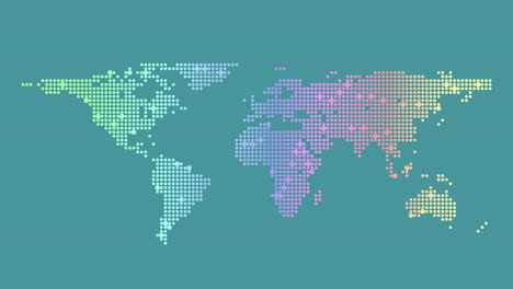 neon world map with dots on green gradient