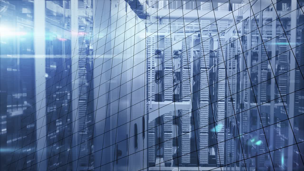 Animation of mathematical equations and data processing over server room