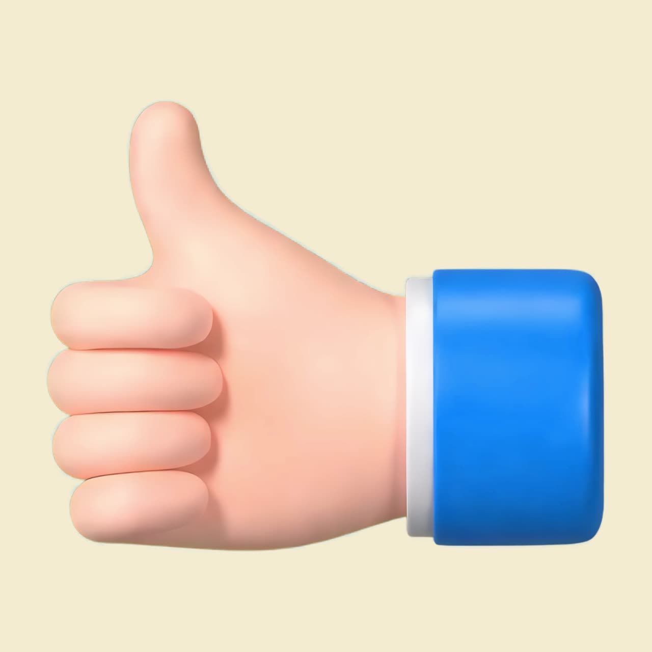 3D thumbs up emoji icon animation isolated asset, transparent 4K video, alpha channel, ProRes 4444