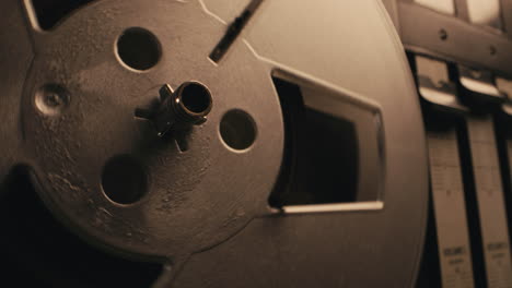 a vintage tape recorder in a pulsing light
