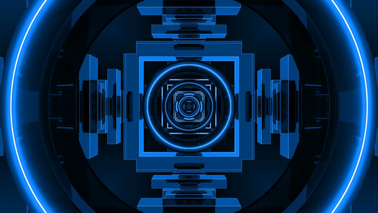 파란색 추상 루프 나이트 클럽 배경 복도