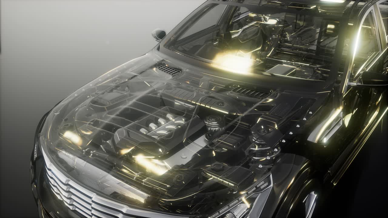 motor y otras partes visibles en el coche