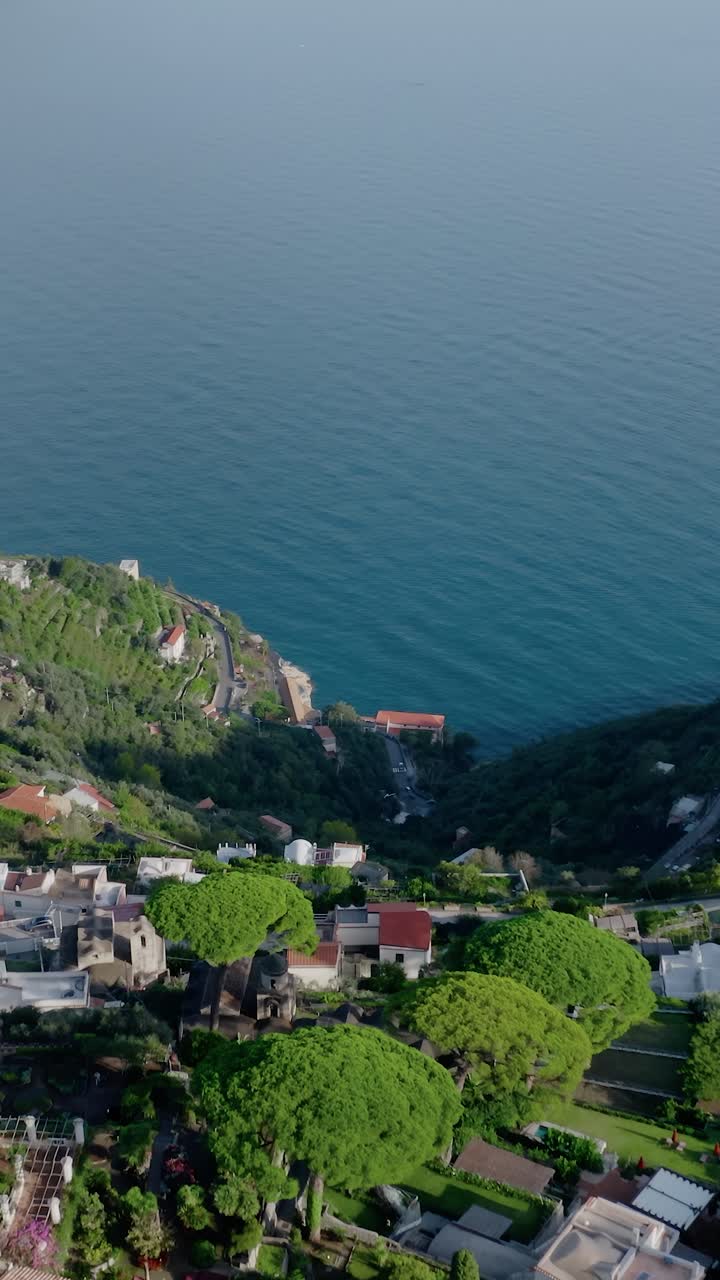 Scenic Aerial View of a Mediterranean Coastal Town and Sea