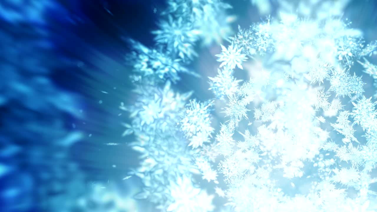 아름다움의 눈송이와 함께 반이는 겨울의 상징, 스핀 눈에서 소용돌이, 겨울 패턴, 아름다움 춤추는 눈송이, 추상적인 루프 애니메이션.