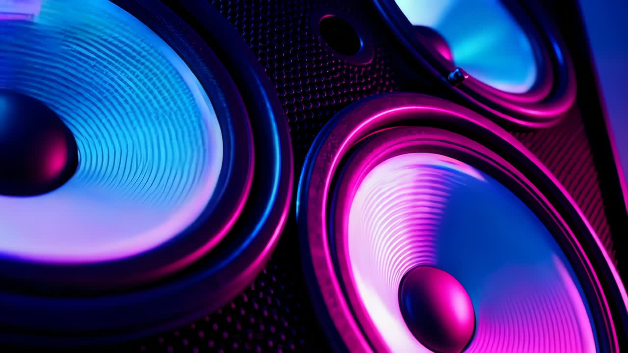 Close-up of vibrant colorful speakers